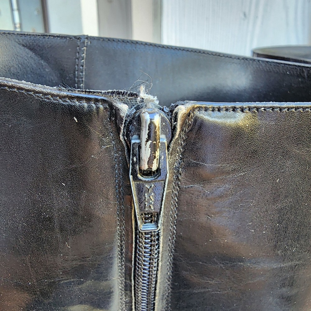 Vintage Salvatore Ferragamo Sz 7 Black Leather Riding Boots Made in Italy Preppy - Picture 12 of 14